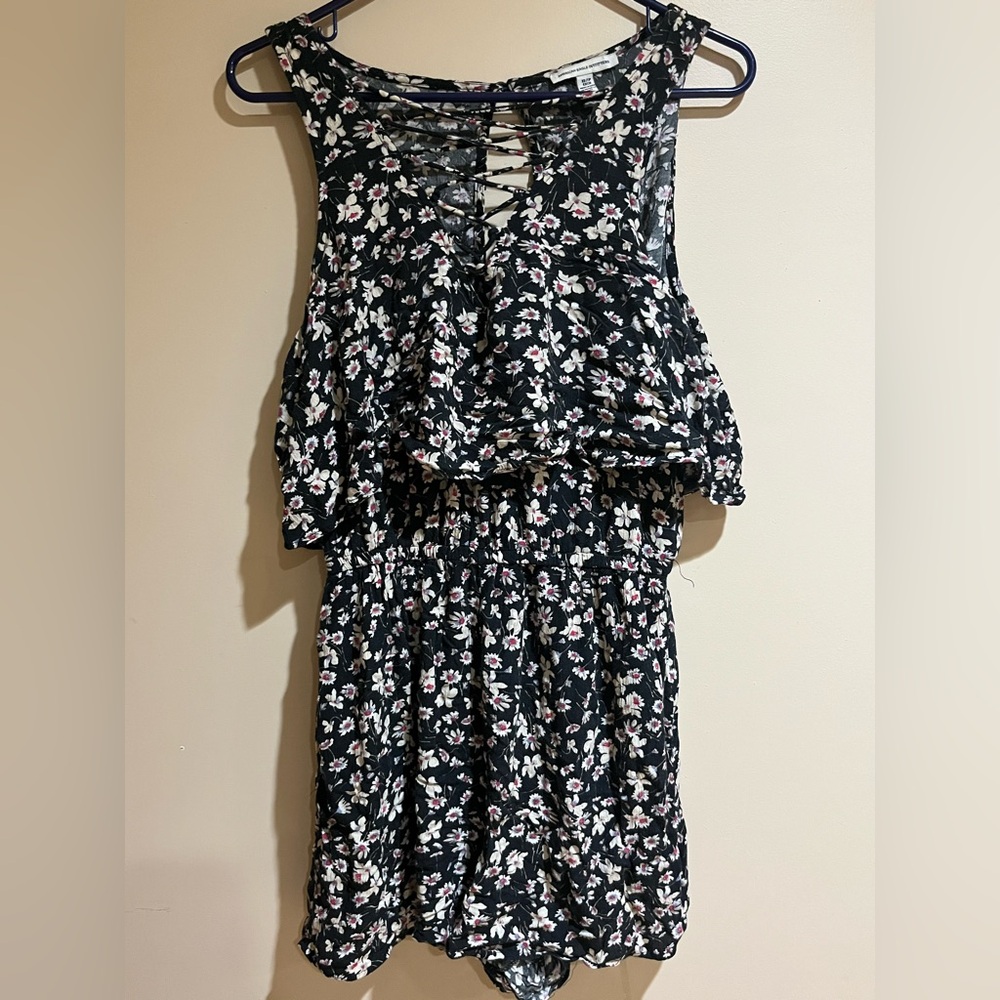 American Eagle Outfitters Black Floral Print Romper
